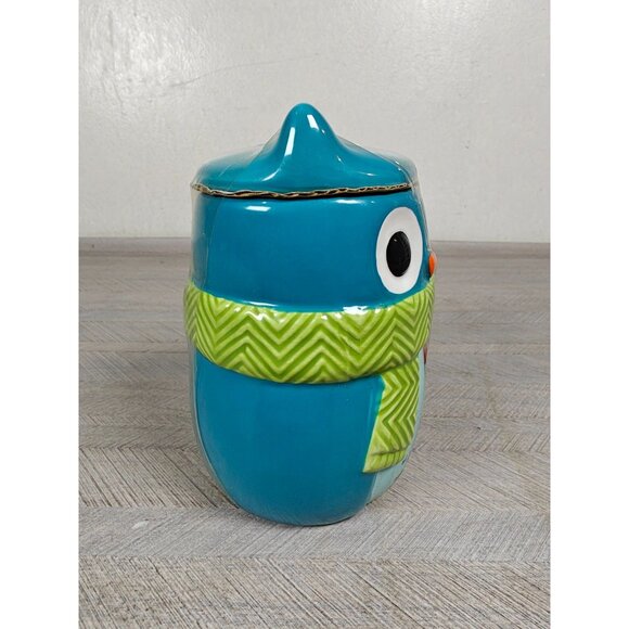 St. Nicholas Square Hand Painted Owl Mug With Lid 16oz Ceramic Blue With Green S - Picture 6 of 8